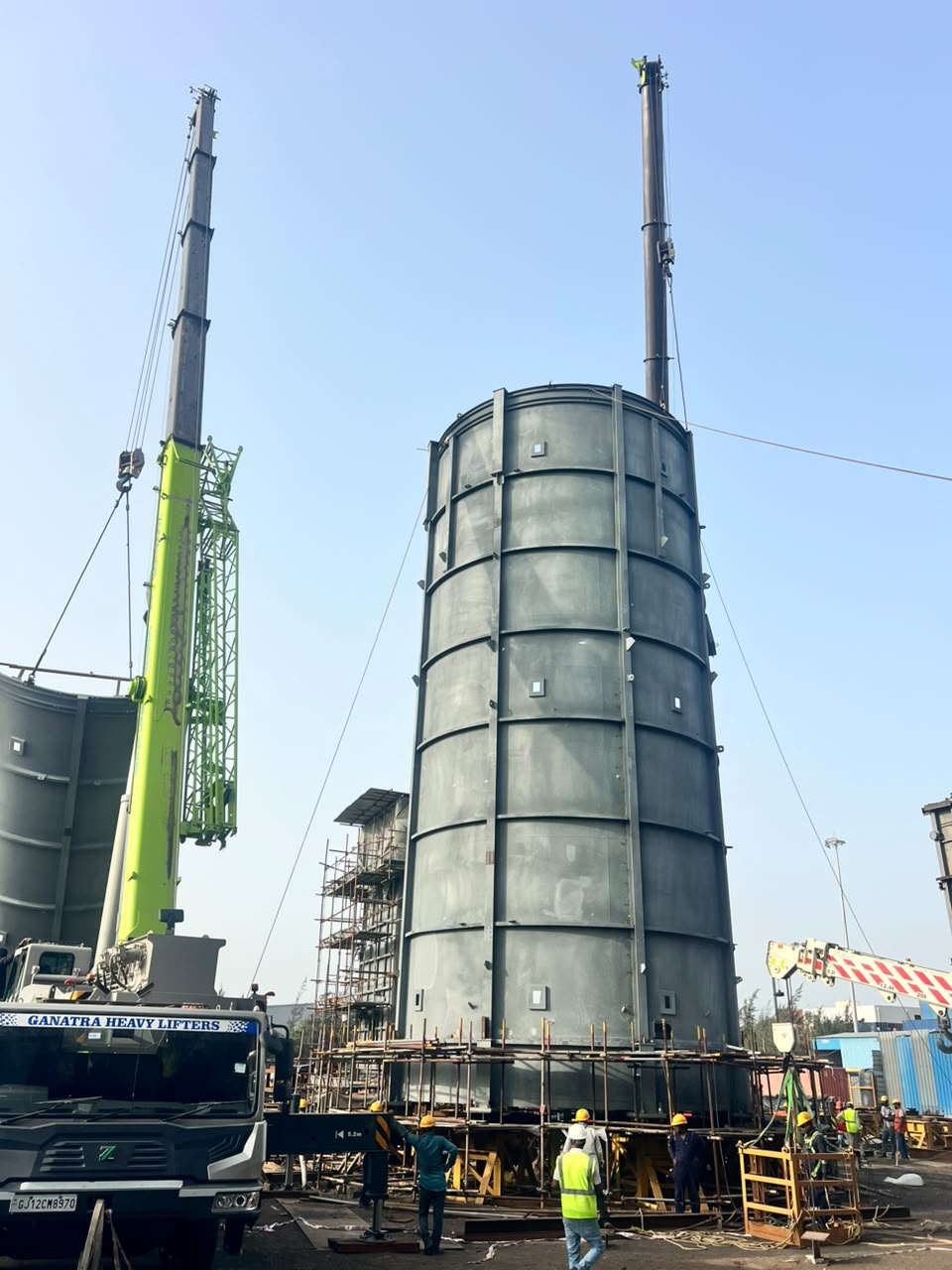 Scaffolded structural fabrication at height